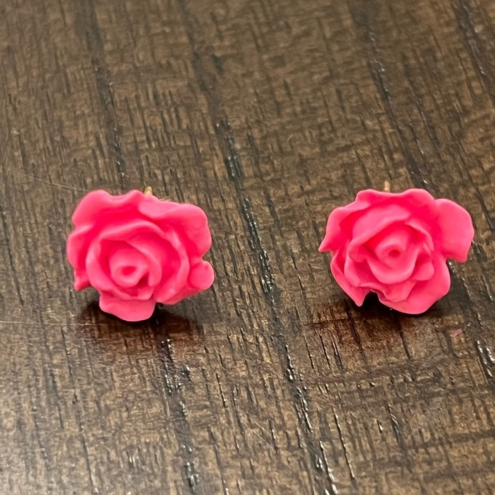 Pink Rose Stud Earrings